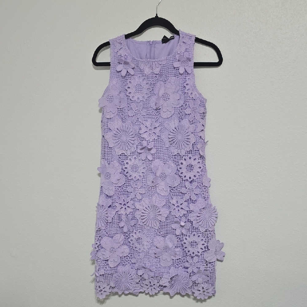 Nina Leonard Purple Floral Lace Midi Dress - Picture 5 of 5